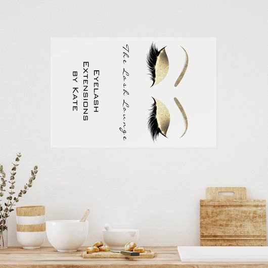 Makeup Beauty Salon Name White Gold Black Eyebrows Poster (Keuken)