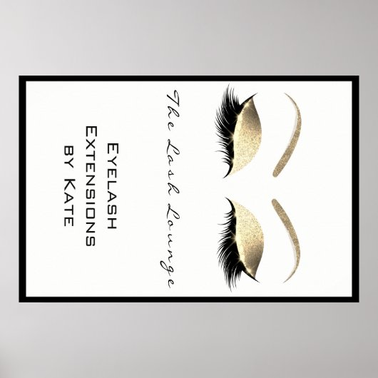 Makeup Beauty Salon Name White Gold Glam Eyebrows Poster (Voorkant)
