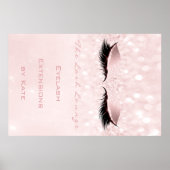 Makeup Beauty Salon Name White Pink Sparkly Lashes Poster (Voorkant)