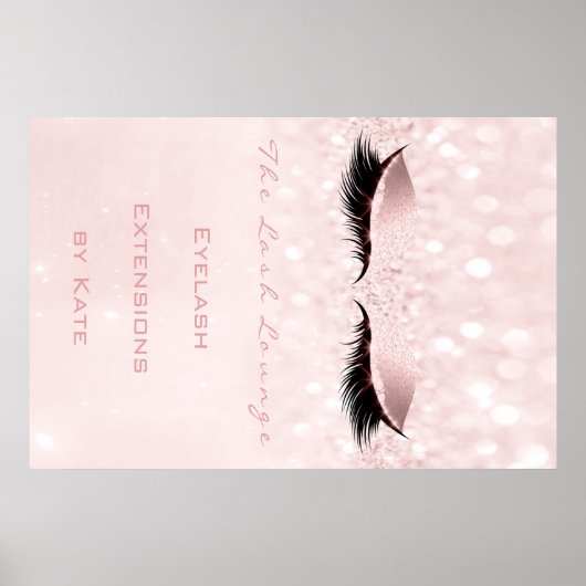 Makeup Beauty Salon Name White Pink Sparkly Lashes Poster (Voorkant)