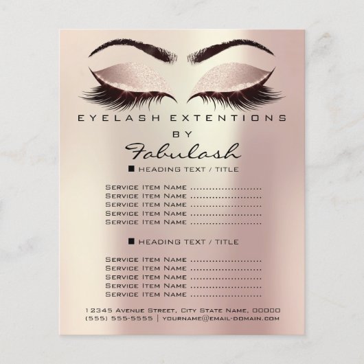 Makeup Beauty Salon Pink Glitter Flyer Blush Lash (Voorkant)