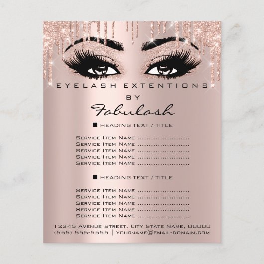 Makeup Beauty Salon Pink Glitter Flyer Eyelashes (Voorkant)