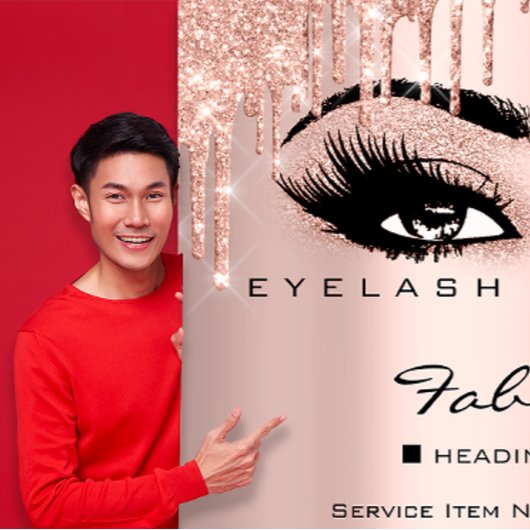Makeup Beauty Salon Pink Glitter Flyer Eyelashes