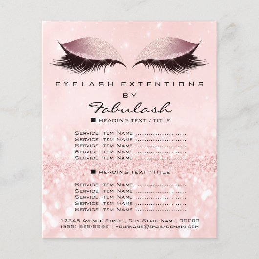 Makeup Beauty Salon Pink Glitter Flyer Powder Lash (Voorkant)