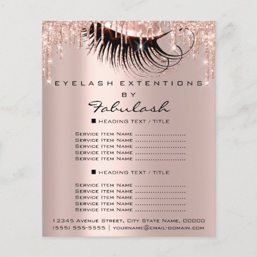 Makeup Beauty Salon Pink Glitter Flyer Spark Roos (Voorkant)