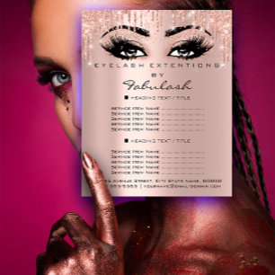 Makeup Beauty Salon Pink Glitter Prices Eyelashes Flyer