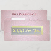 Makeup Beauty Salon Pink & Gold Gift Certificate (Voorkant / Achterkant)