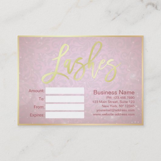 Makeup Beauty Salon Pink & Gold Gift Certificate Kortingskaartje (Achterkant)