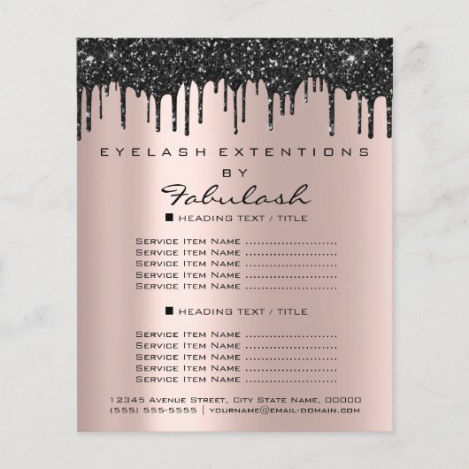 Makeup Beauty Salon Roos Glitter Flyer Black Drive (Voorkant)