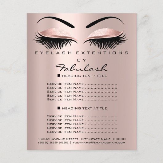 Makeup Beauty Salon Roos Glitter Flyer Lash Brows (Voorkant)