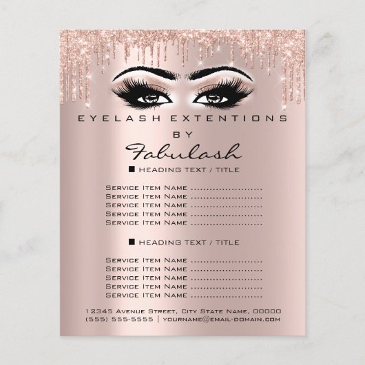 Makeup Beauty Salon Roos Glitter Flyer Spark Eyes (Voorkant)