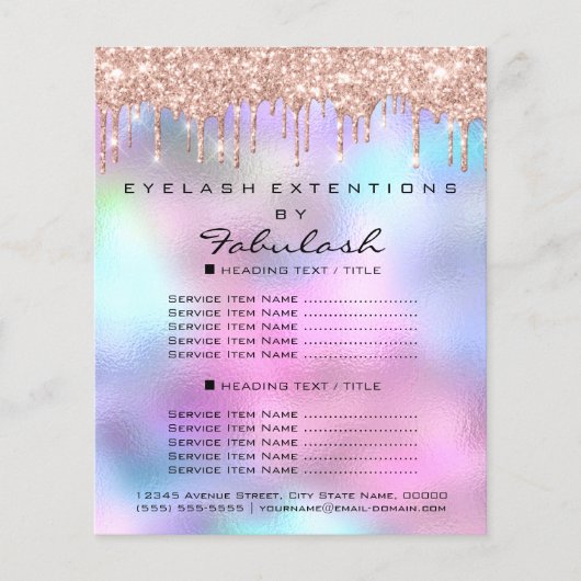 Makeup Beauty Salon Roos Glitter Holograaf Hair Flyer (Voorkant)