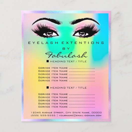 Makeup Beauty Salon Roos Glitter Holografen Flyer (Voorkant)