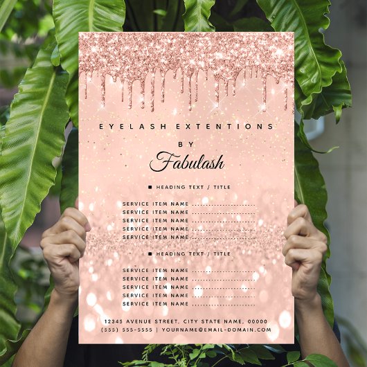 Makeup Beauty Salon Roos Glitter Price List Flyer