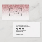 Makeup Beauty Salon Roos Gold Glitter Visitekaartje (Voorkant / Achterkant)