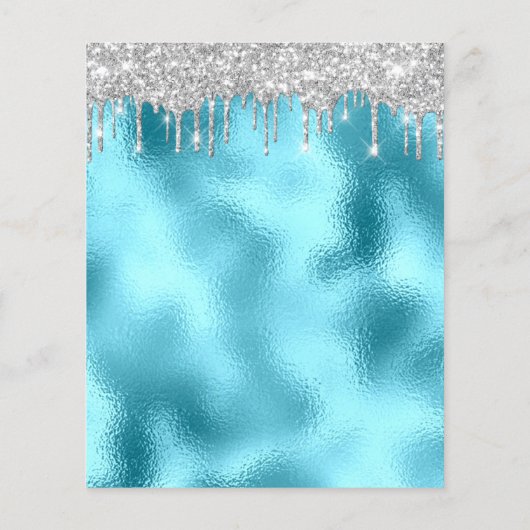 Makeup Beauty Salon Silver Glitter Blu Drift Flyer (Achterkant)