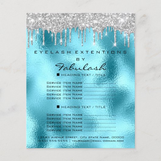 Makeup Beauty Salon Silver Glitter Blu Drift Flyer (Voorkant)
