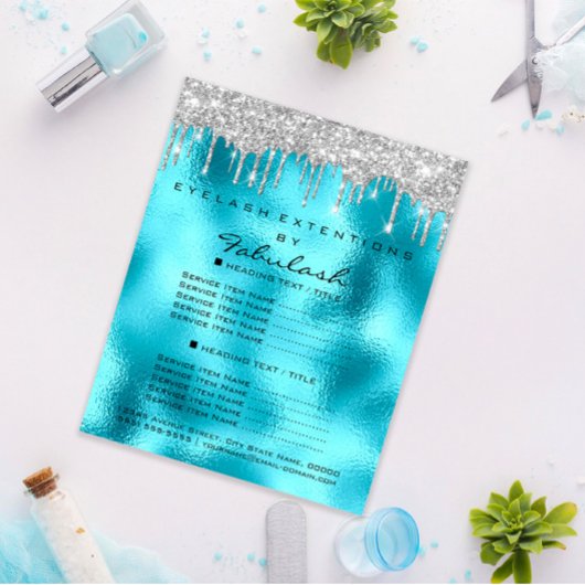 Makeup Beauty Salon Silver Glitter Blu Drift Flyer