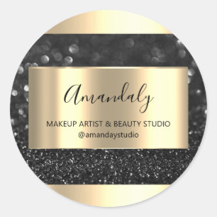 Makeup Beauty Shop Lijst Gold Favor Black Grey Ronde Sticker