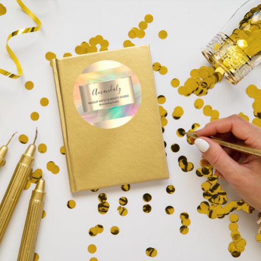 Makeup Beauty Shop Lijst Gold Favor Painted Ronde Sticker