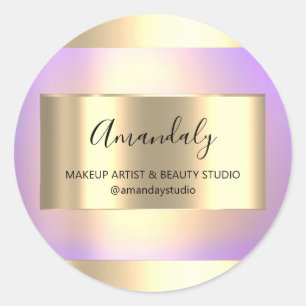 Makeup Beauty Shop Lijst Gold Favor Roos Paars Ronde Sticker