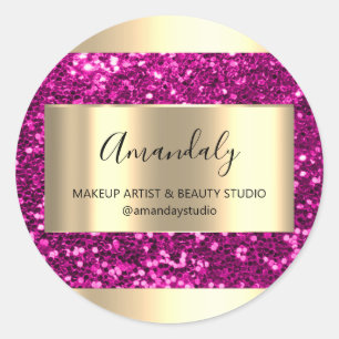 Makeup Beauty Shop Lijst Gold Favor Roze Ronde Sticker