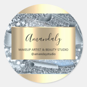 Makeup Beauty Shop Lijst Gold Favor Silver Glitter Ronde Sticker
