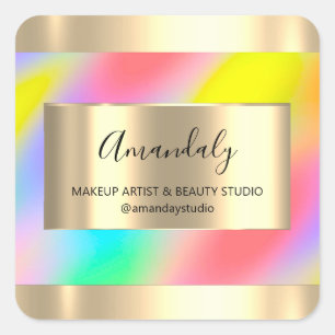 Makeup Beauty Shop Lijst Gold Favor Unicorn Vierkante Sticker