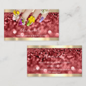 Makeup Blue Glitter Burgundy Glam Nails Floral Visitekaartje (Voorkant / Achterkant)