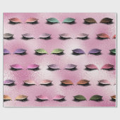 Makeup Blush Eyes Glass Pink Rose Glitter Lashes Cadeaupapier (Vlak)