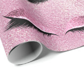 Makeup Blush Eyes Glass Pink Rose Glitter Lashes Cadeaupapier (Rol Hoek)