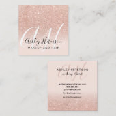 Makeup blush roos gold glitter script monogram vierkante visitekaartje (Voorkant / Achterkant)