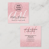 Makeup blush roze logo monogram vierkante visitekaartje (Voorkant / Achterkant)