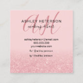 Makeup blush roze logo monogram vierkante visitekaartje (Achterkant)