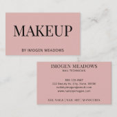 Makeup Bold Typography Dusty Pink Stijlvol Visitekaartje (Voorkant / Achterkant)