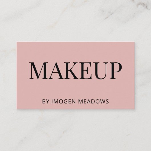 Makeup Bold Typography Dusty Pink Stijlvol Visitekaartje (Voorkant)