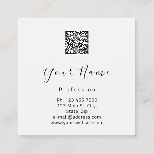 Makeup Boutique Pink Lips Lash QR Code Grey Vierkante Visitekaartje (Achterkant)