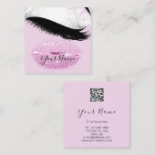 Makeup Boutique Pink Lips Lash QR Code Vierkante Visitekaartje (Voorkant / Achterkant)