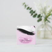 Makeup Boutique Pink Lips Lash QR Code Vierkante Visitekaartje (Staand voorkant)