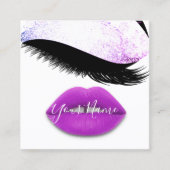 Makeup Boutique White Kiss Paars Lips Lash QRCode Vierkante Visitekaartje (Voorkant)