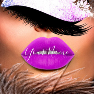 Makeup Boutique White Kiss Paars Lips Lash QRCode Vierkante Visitekaartje