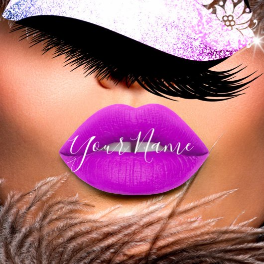 Makeup Boutique White Kiss Paars Lips Lash QRCode Vierkante Visitekaartje