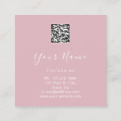 Makeup Boutique White Pink Lips Lash QR Code Roos Vierkante Visitekaartje (Achterkant)