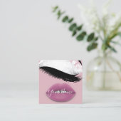 Makeup Boutique White Pink Lips Lash QR Code Roos Vierkante Visitekaartje (Staand voorkant)