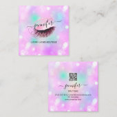 Makeup breekt Eyelash QR Code Logo Beauty Studio Vierkante Visitekaartje (Voorkant / Achterkant)