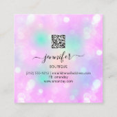 Makeup breekt Eyelash QR Code Logo Beauty Studio Vierkante Visitekaartje (Achterkant)