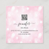 Makeup breekt Logo Roze Eyelash QR Code Vierkante Visitekaartje (Achterkant)