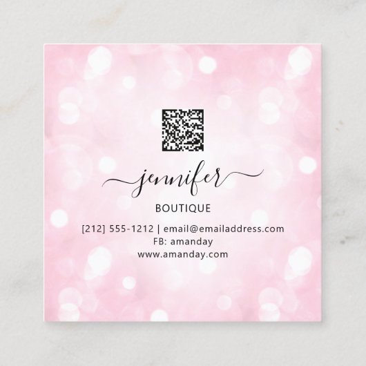 Makeup breekt Logo Roze Eyelash QR Code Vierkante Visitekaartje (Achterkant)