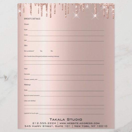 Makeup Bridal Consulting Form Roos Drift Glitter Flyer (Voorkant)