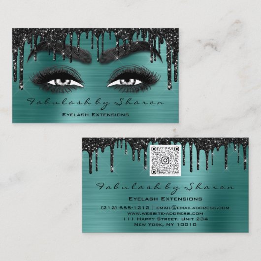 Makeup Brow Eyelash Extension QR Code Drivers Blau Visitekaartje (Voorkant / Achterkant)